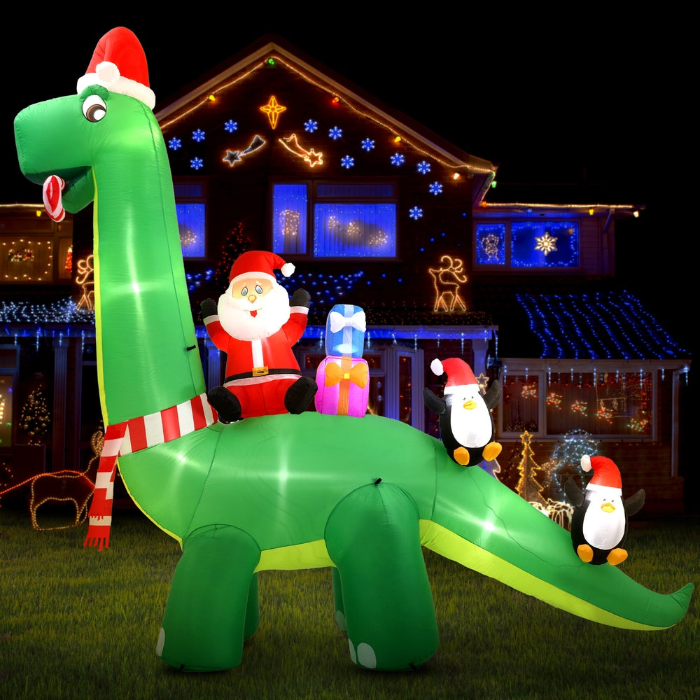 Inflatable Santa Dinosaur 3.8M Illuminated Decorations
