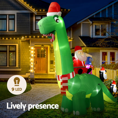 Inflatable Santa Dinosaur 3.8M Illuminated Decorations