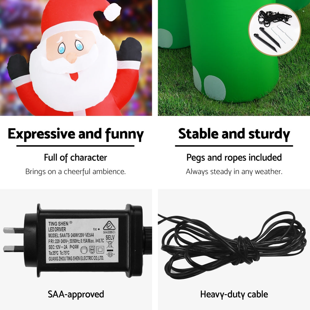Inflatable Santa Dinosaur 3.8M Illuminated Decorations
