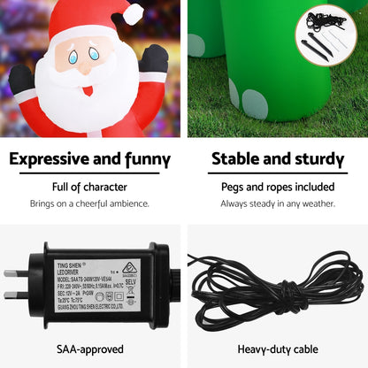 Inflatable Santa Dinosaur 3.8M Illuminated Decorations
