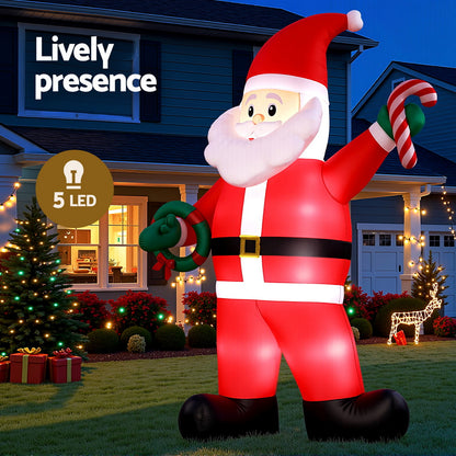 Jingle Jollys Christmas Inflatable Giant Santa 3.8M Height LED Illuminated Decorations