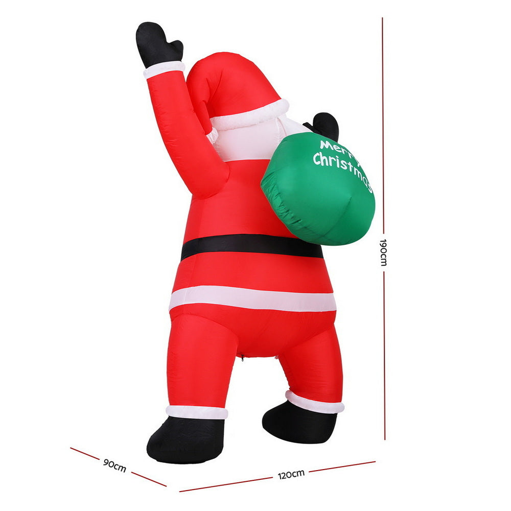 Jingle Jollys Christmas Inflatable Santa Climbing LED Illuminated Decorations 1.9M