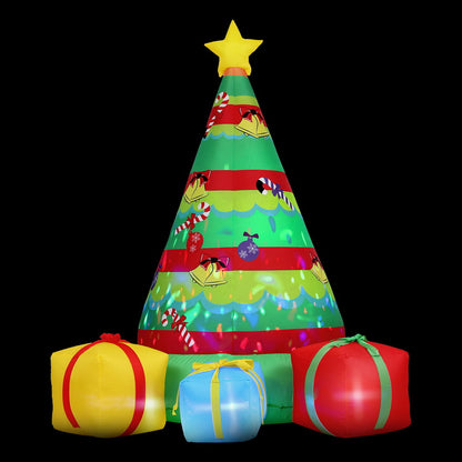 Jingle Jollys Christmas Inflatable Gift Tree 2.2M Height Flashing Light Decorations Illuminated
